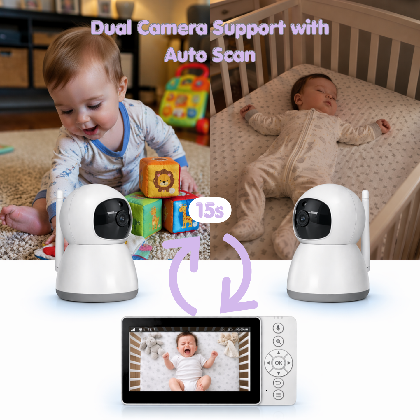 ChrisCare baby monitor dual camera support with auto scan